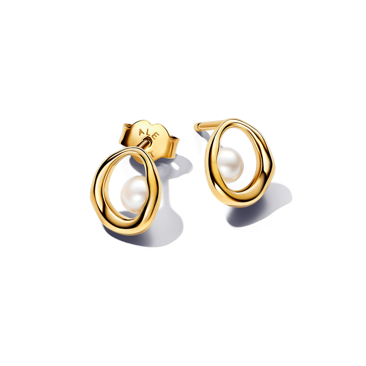 Pandora Organically Shaped Oval & Treated Freshwater Pearl Stud Earrings