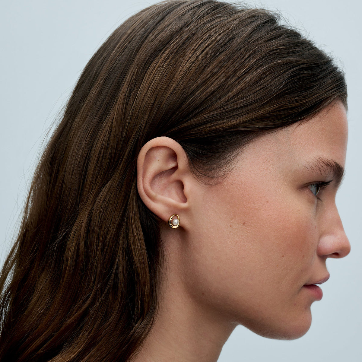 Pandora Organically Shaped Oval & Treated Freshwater Pearl Stud Earrings