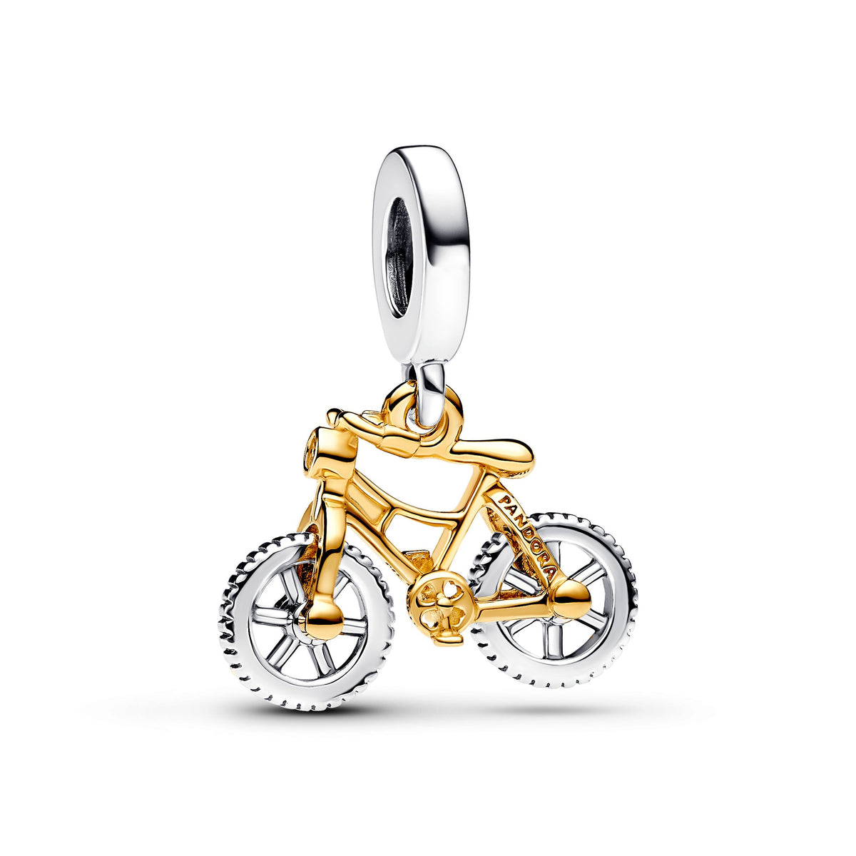 Pandora Two-Tone Spinning Wheels Bicycle Dangle Charm