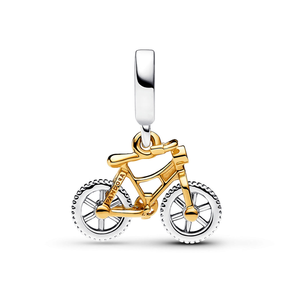 Pandora Two-Tone Spinning Wheels Bicycle Dangle Charm
