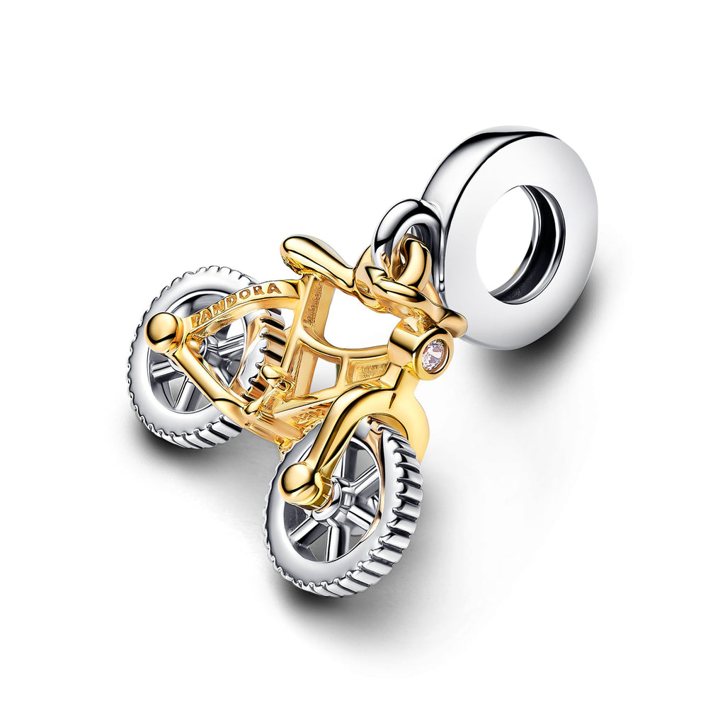 Pandora Two-Tone Spinning Wheels Bicycle Dangle Charm