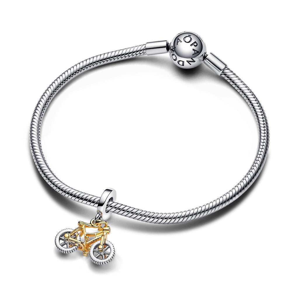 Pandora Two-Tone Spinning Wheels Bicycle Dangle Charm